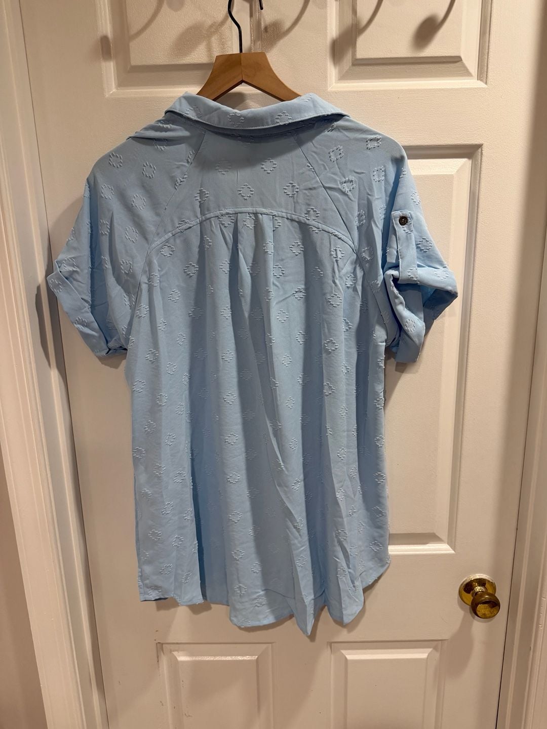 NWT Umgee Boutique Short Sleeve Button Down Shirt Blouse Top Sz L 4