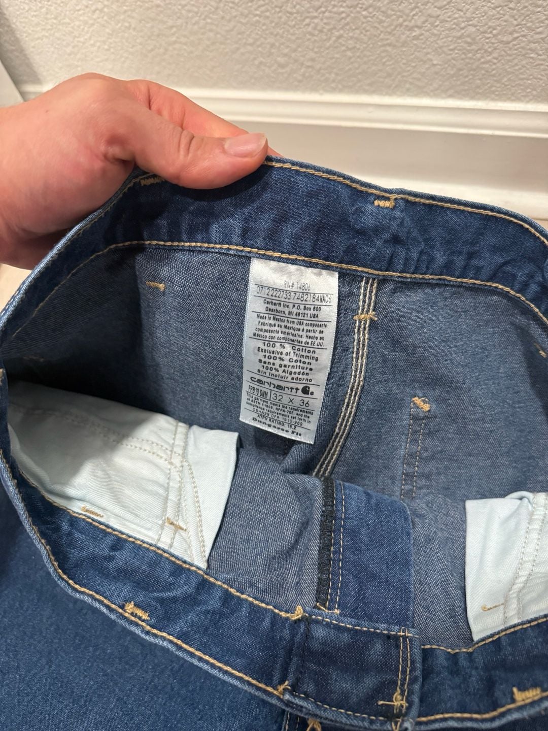 Carhartt FRB13 DNM Flame Resistant Dungaree Fit 32x36 Blue Denim Jeans 3