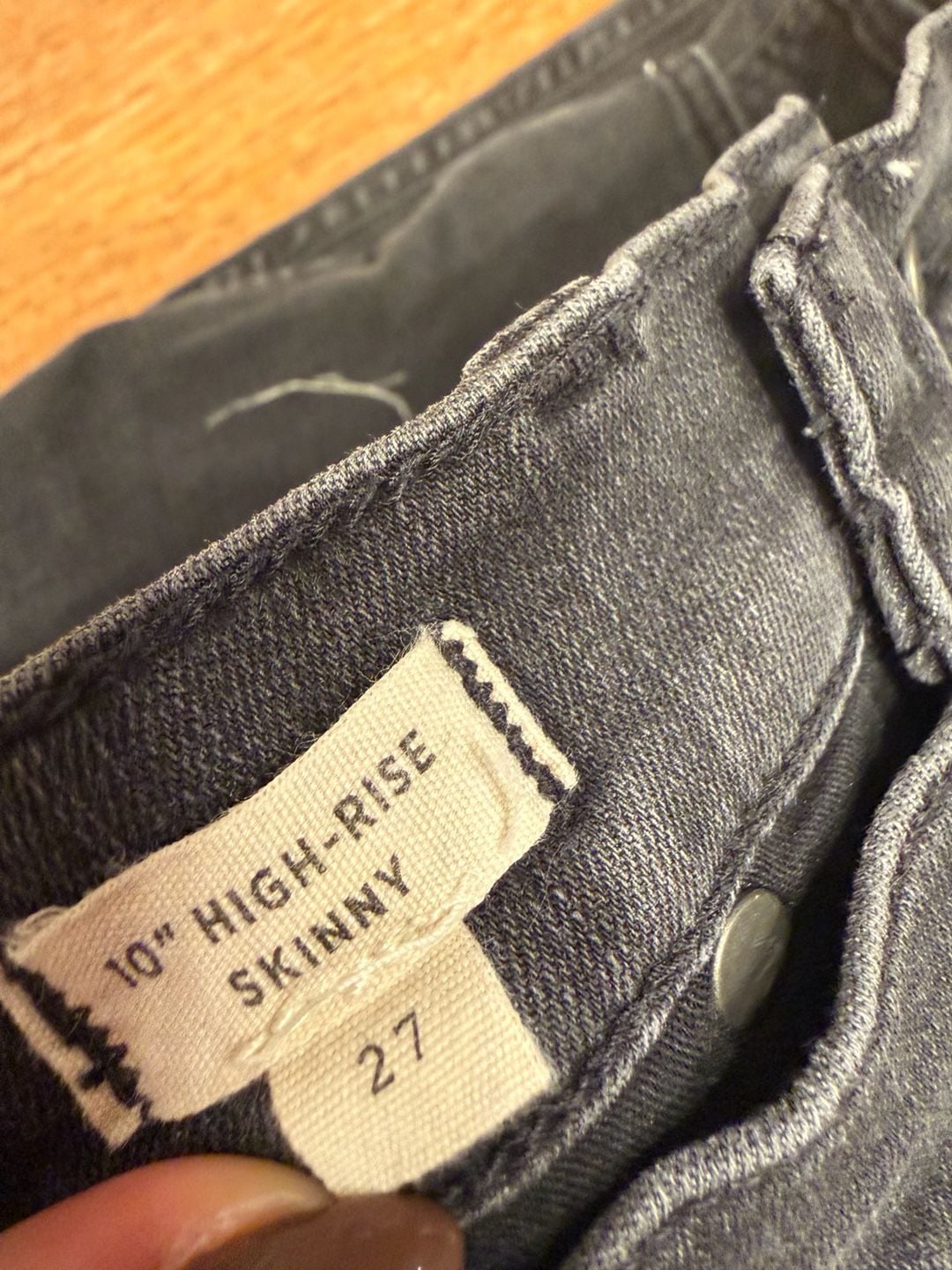 Madewell Skinny Jeans Black Button-Front Raw Hem 3