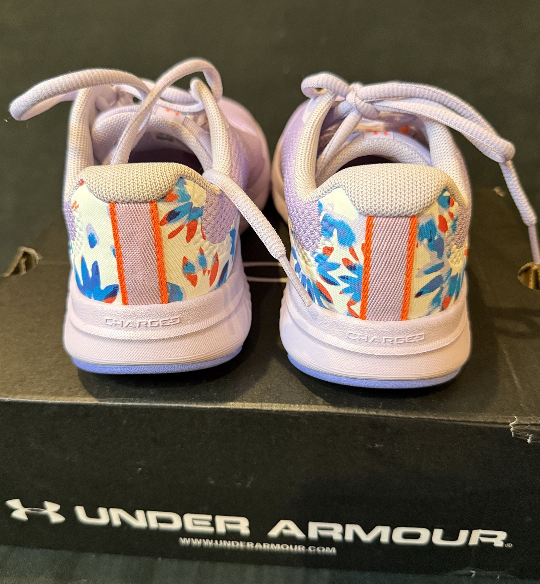 Under Armour Charged Assert Size 5.5 Purple Floral Sneakers 4