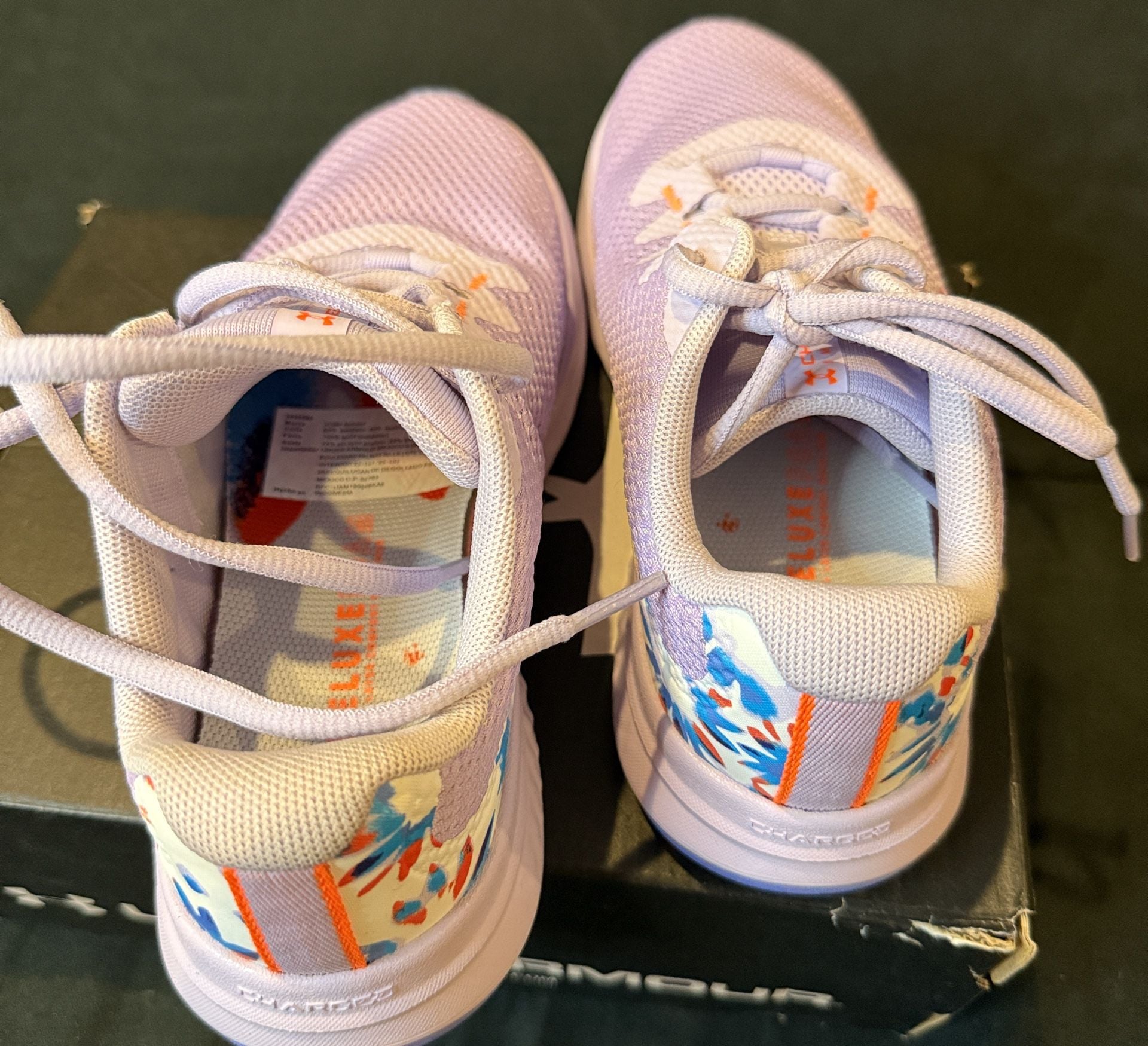 Under Armour Charged Assert Size 5.5 Purple Floral Sneakers 6