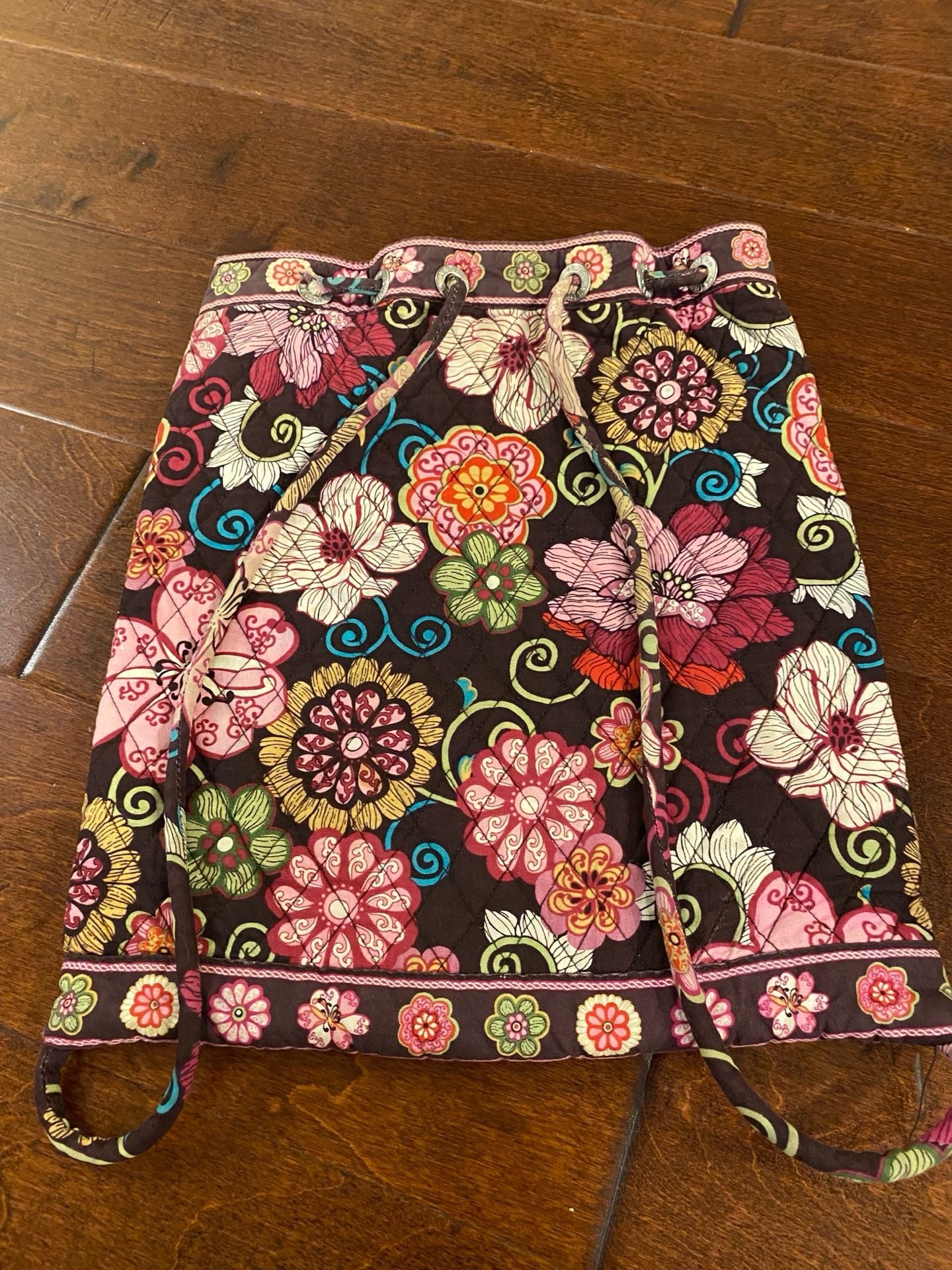 Vera Bradley Quilted Floral Drawstring Backpack 2