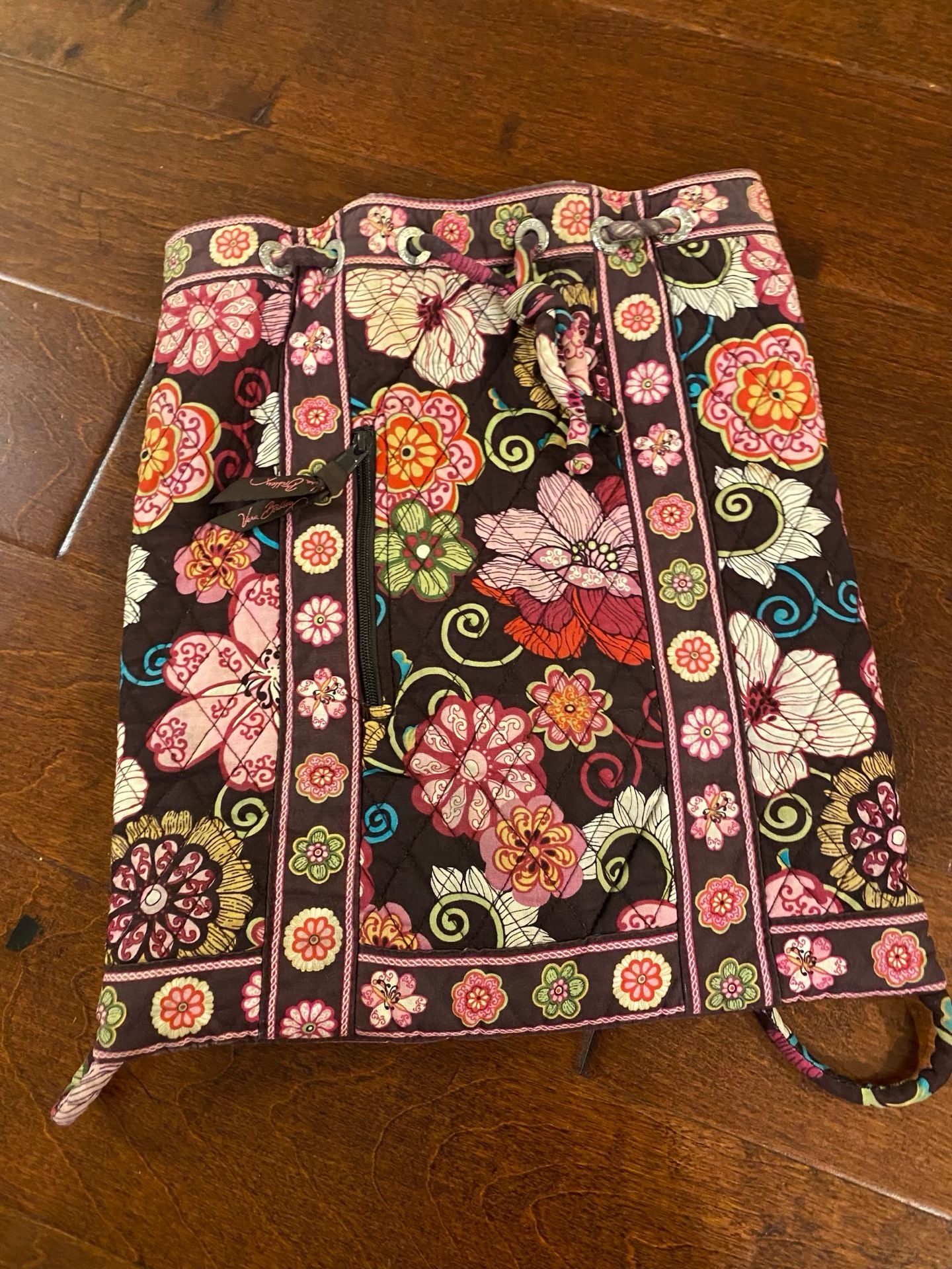 Vera Bradley Quilted Floral Drawstring Backpack 9