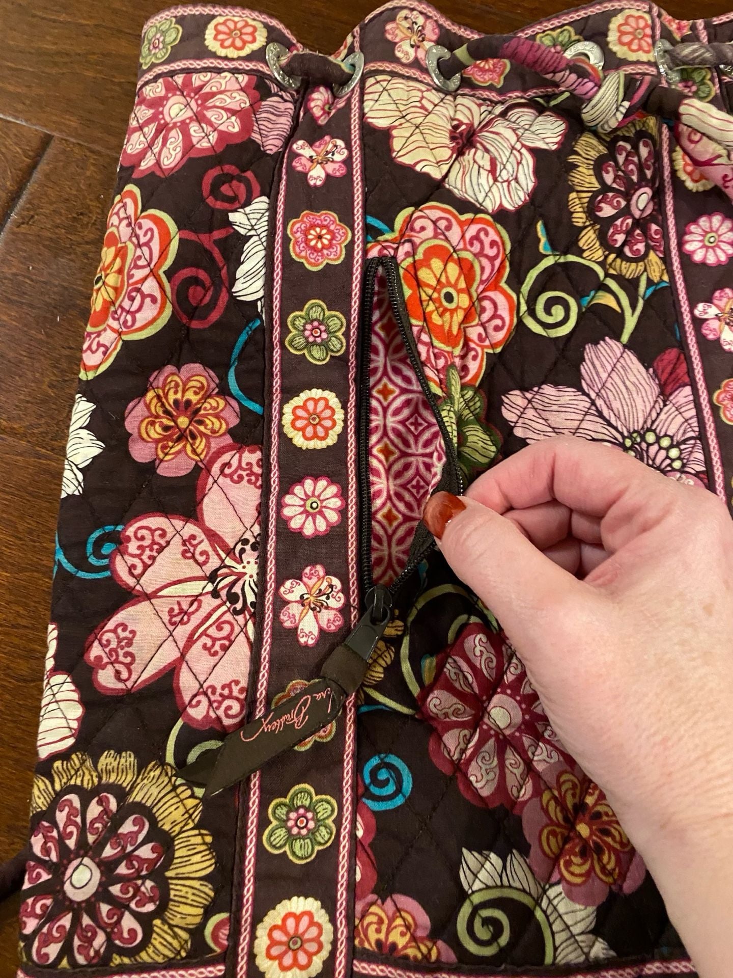 Vera Bradley Quilted Floral Drawstring Backpack 10