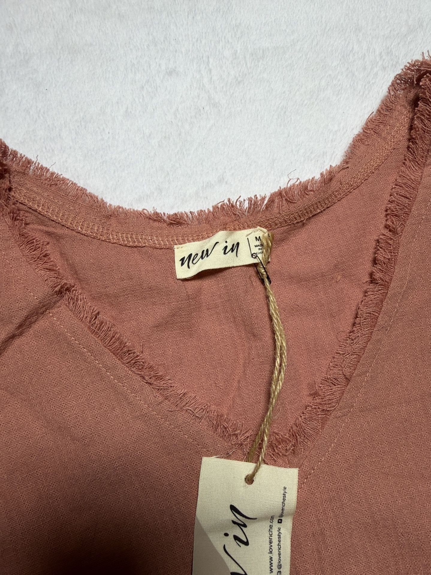 New In Two Piece Set Size M Dusty Rose Cotton Crop Top & Shorts 2