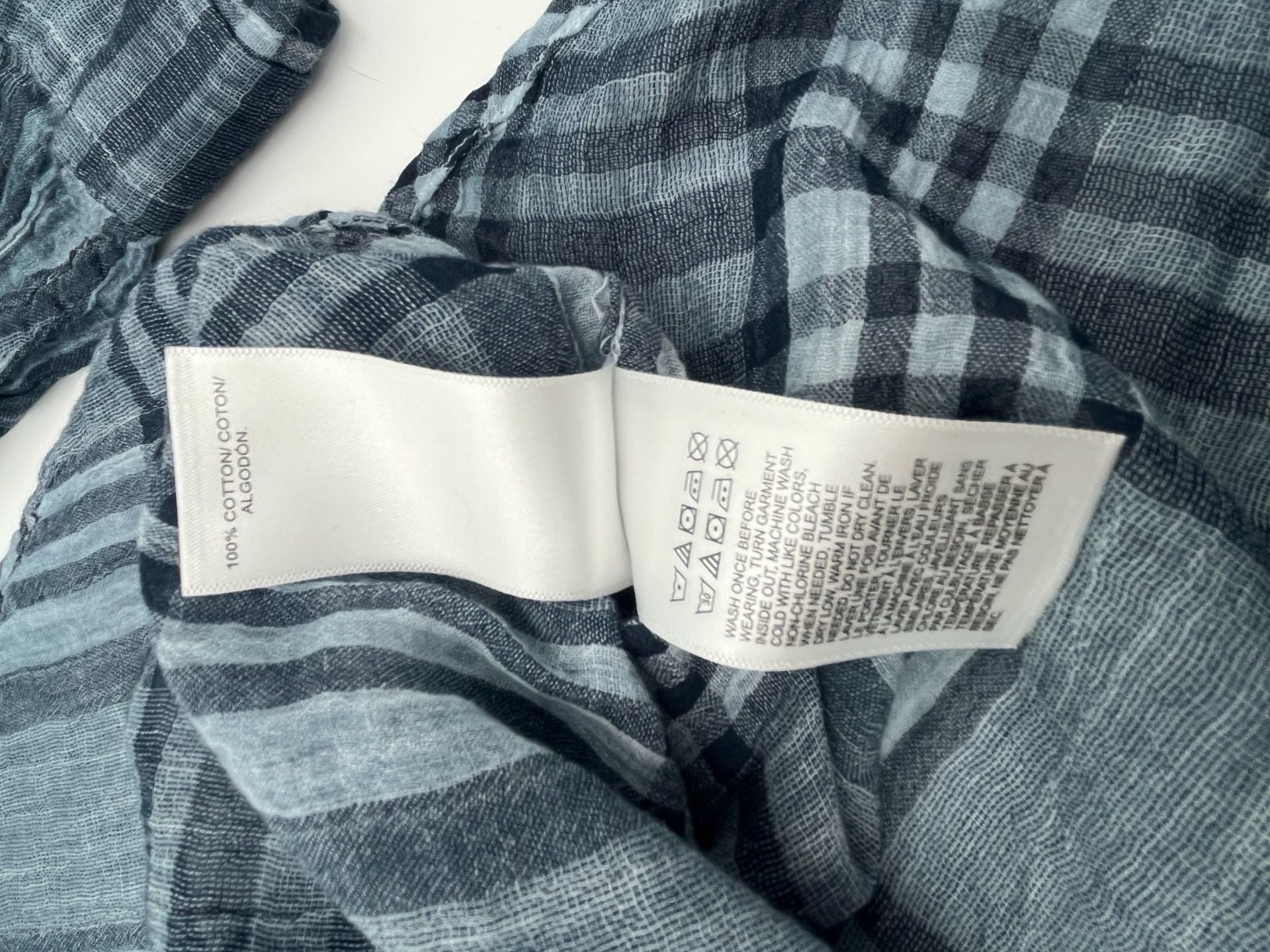 Women’s Lucky Brand Plaid Button Down Shirt Blue Black Long Sleeve lightweight 5