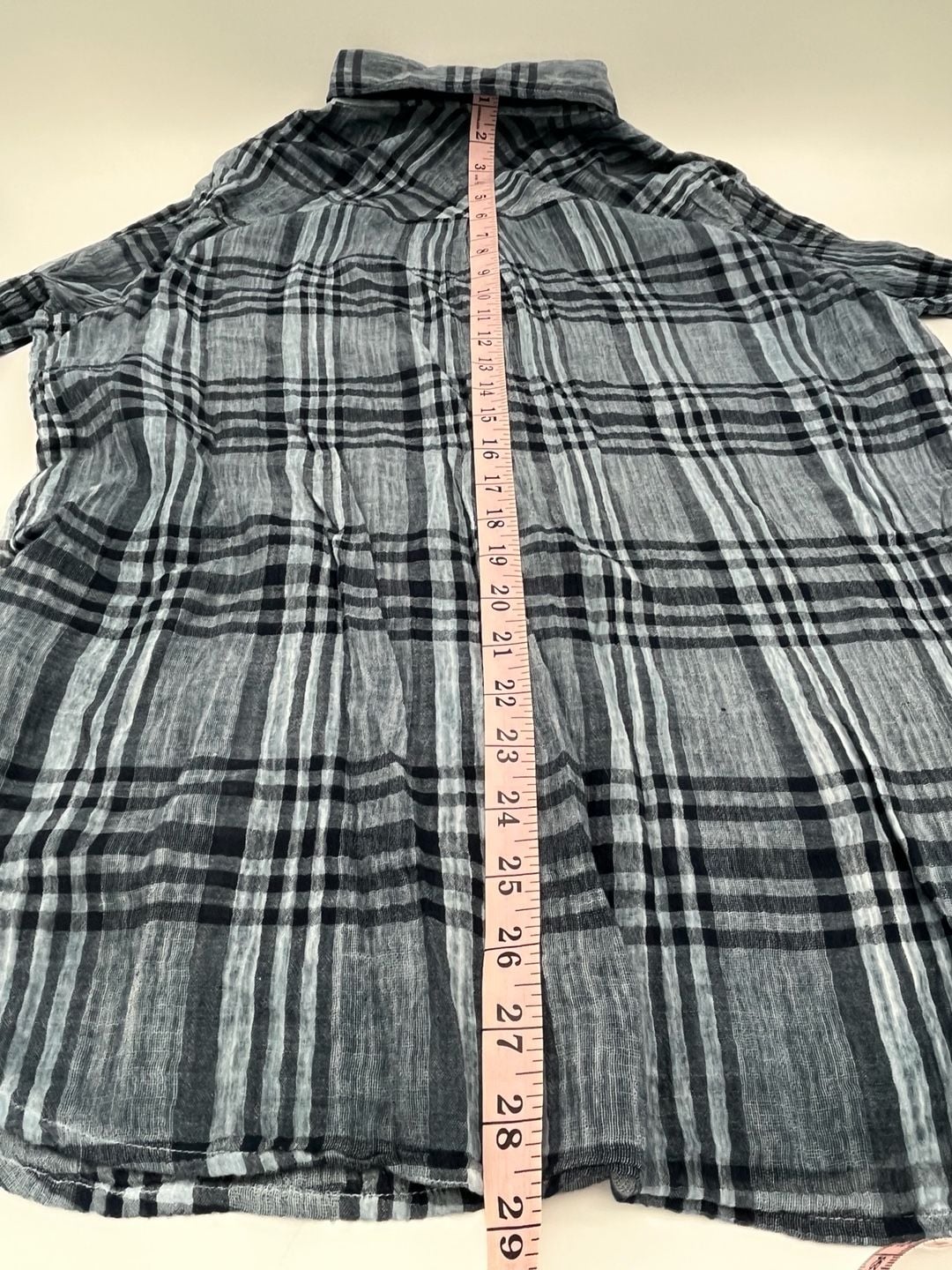 Women’s Lucky Brand Plaid Button Down Shirt Blue Black Long Sleeve lightweight 8