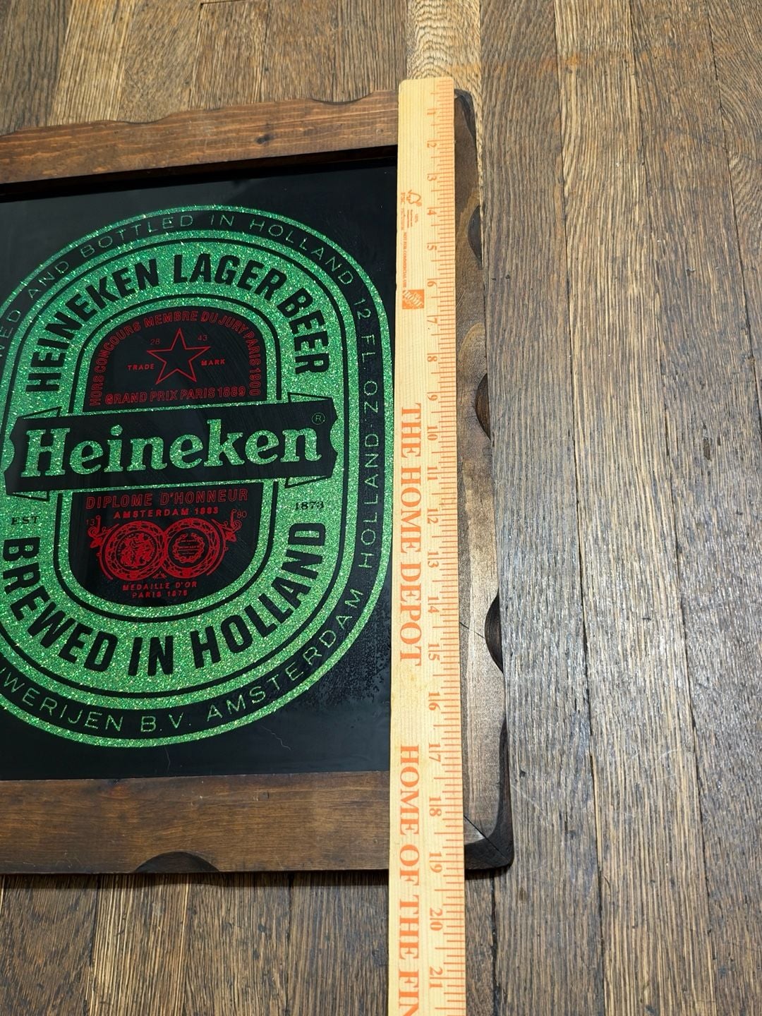 Vintage 70’s 80’s Heineken Lager Beer Wood Framed Mirror Sign Bar Pub Man Cave 5