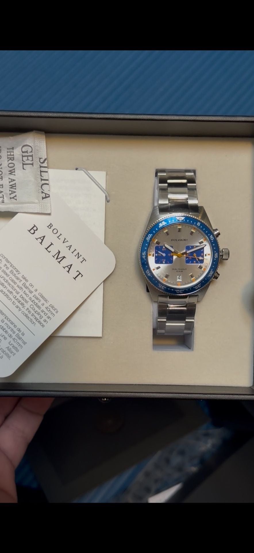 Bolvaint Balmat Argent in Blue Watch New in Box 4