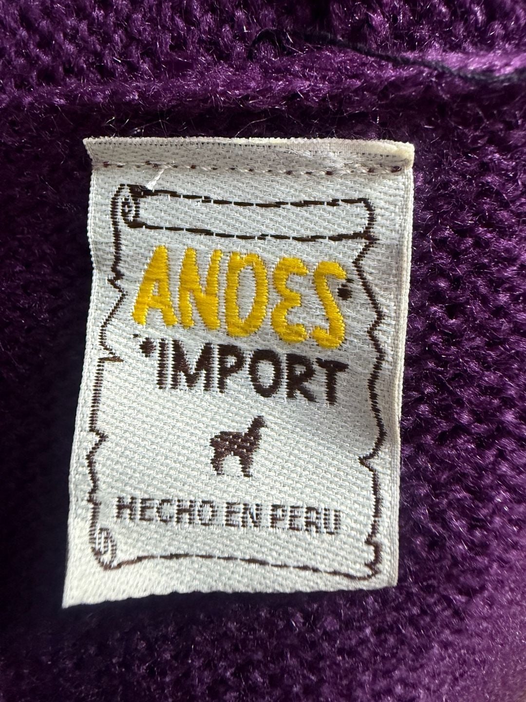 Vintage Peru Horse Sweater Womens M/L Purple Hooded Zip Cardigan Andean Boho 5