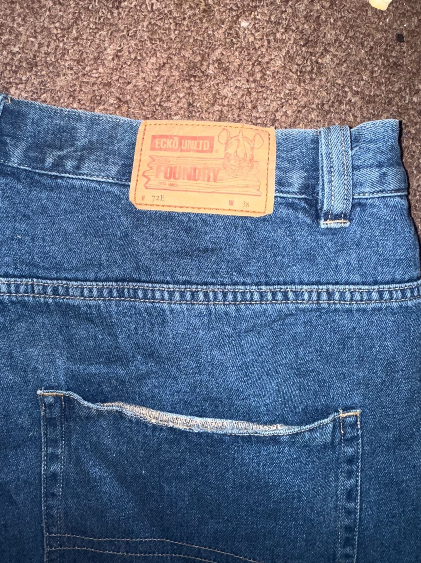 Ecko Unltd Foundry Jeans Size 38x34 Blue Relaxed Denim 6
