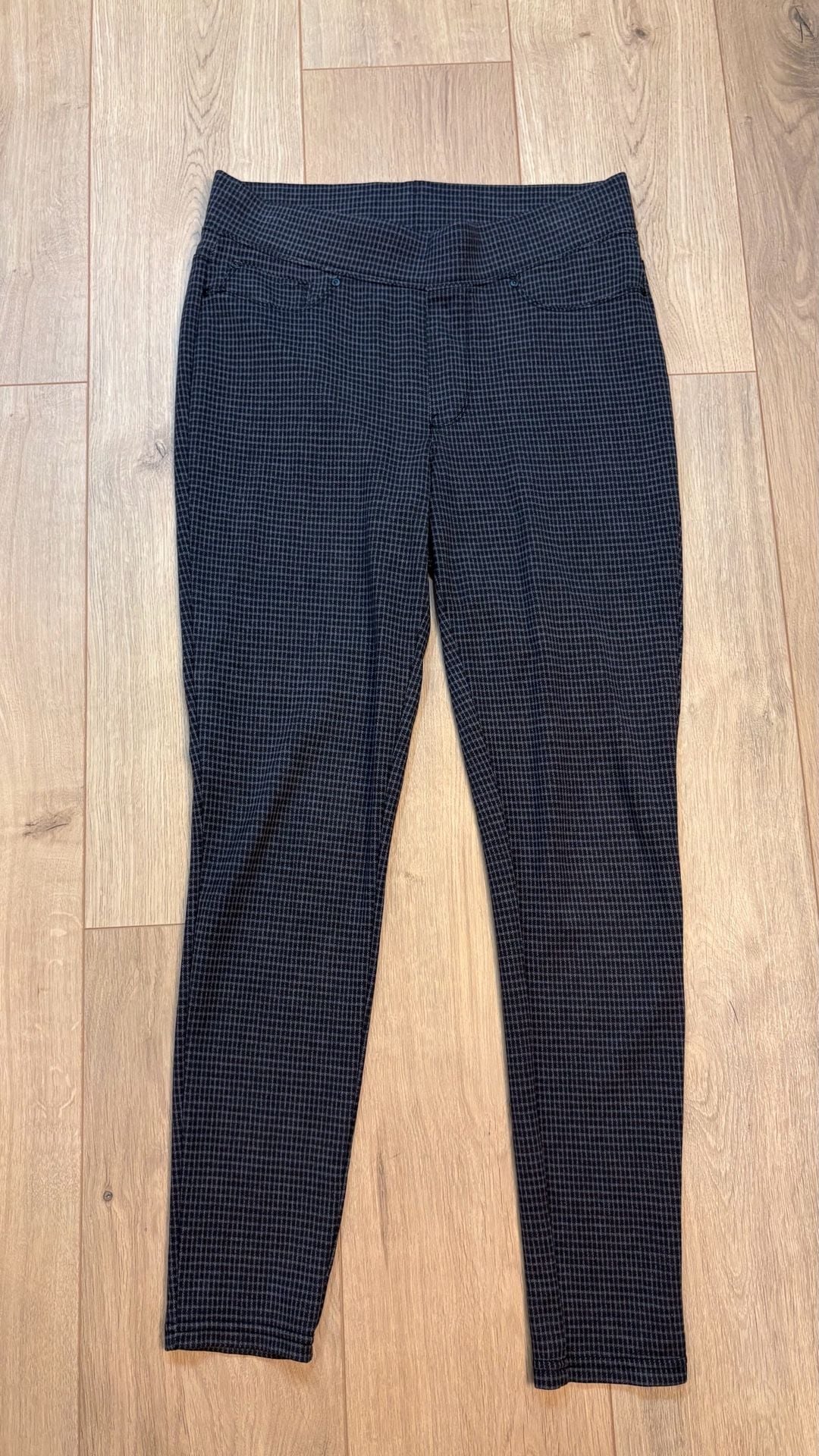 Seven7 Houndstooth Pull-On Pants Size M Black Gray Slim Leg 3