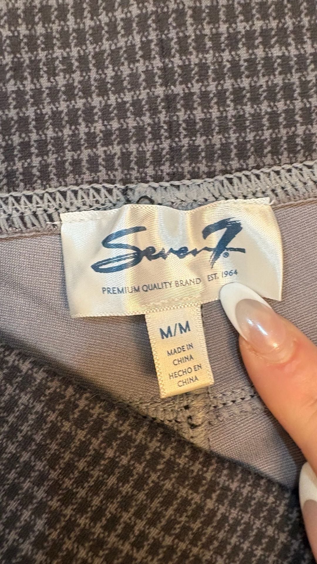 Seven7 Houndstooth Pull-On Pants Size M Black Gray Slim Leg 4