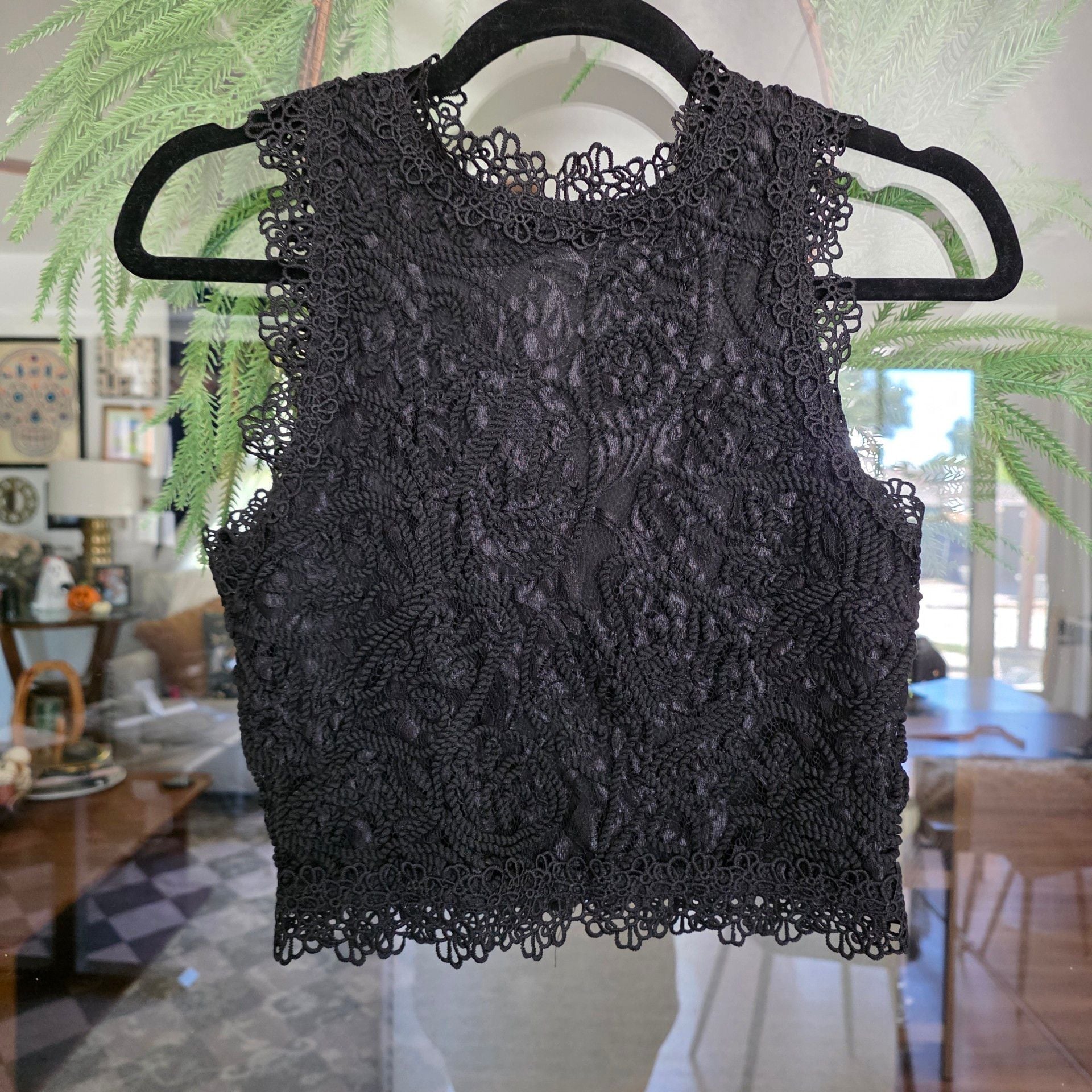 Black Lace Crop Top 2