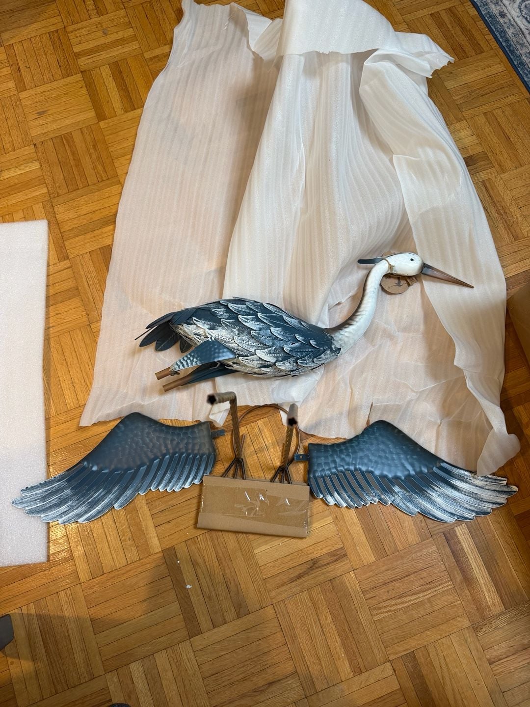 The Barrel Shack Metal Heron Garden Statue New 1