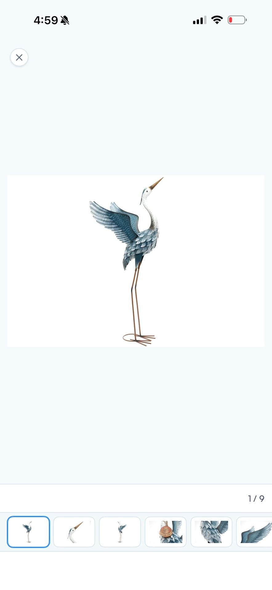 The Barrel Shack Metal Heron Garden Statue New 3