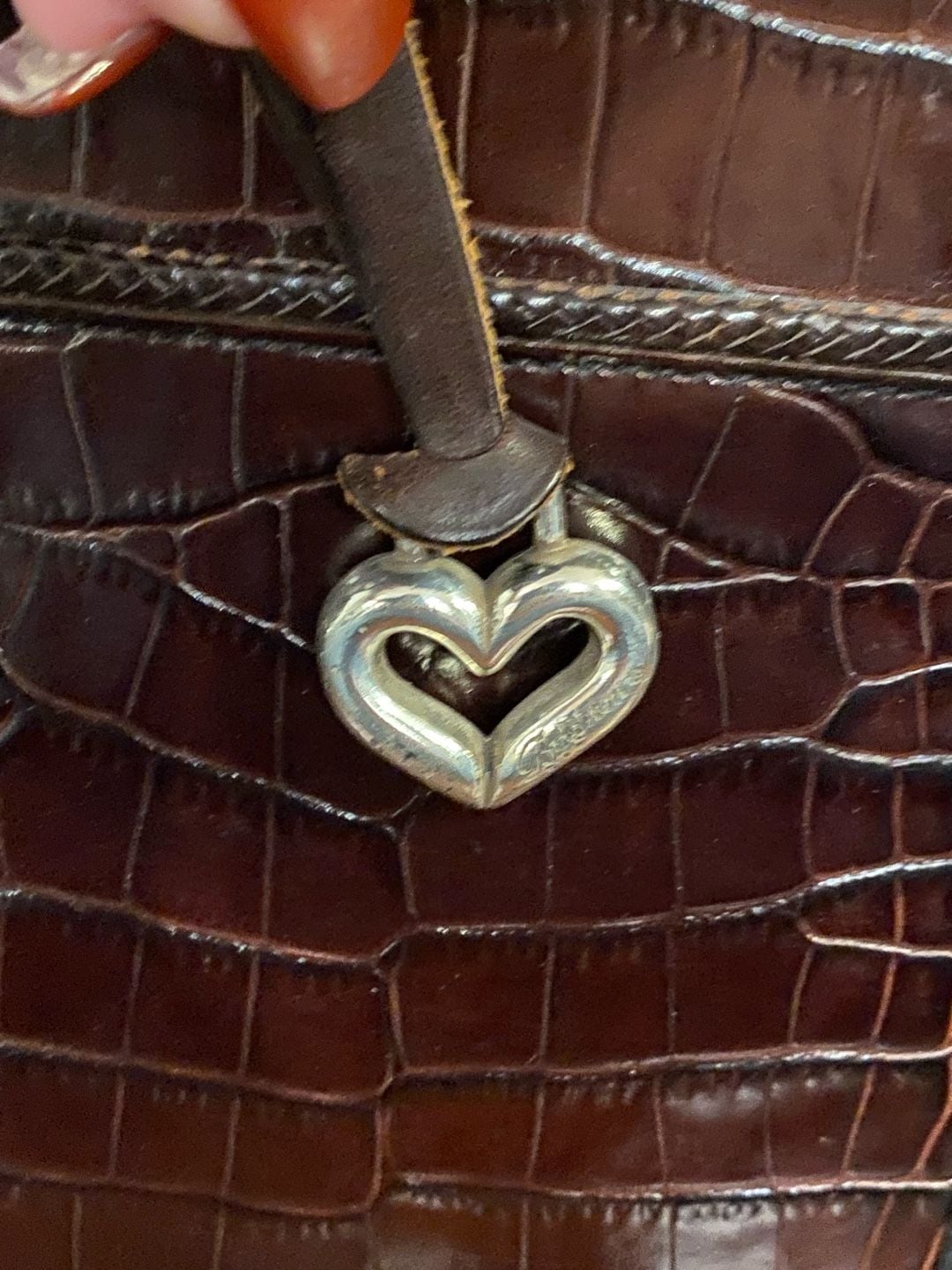 Brighton Mixed Leather Croc Embossed Shoulder Bag 5