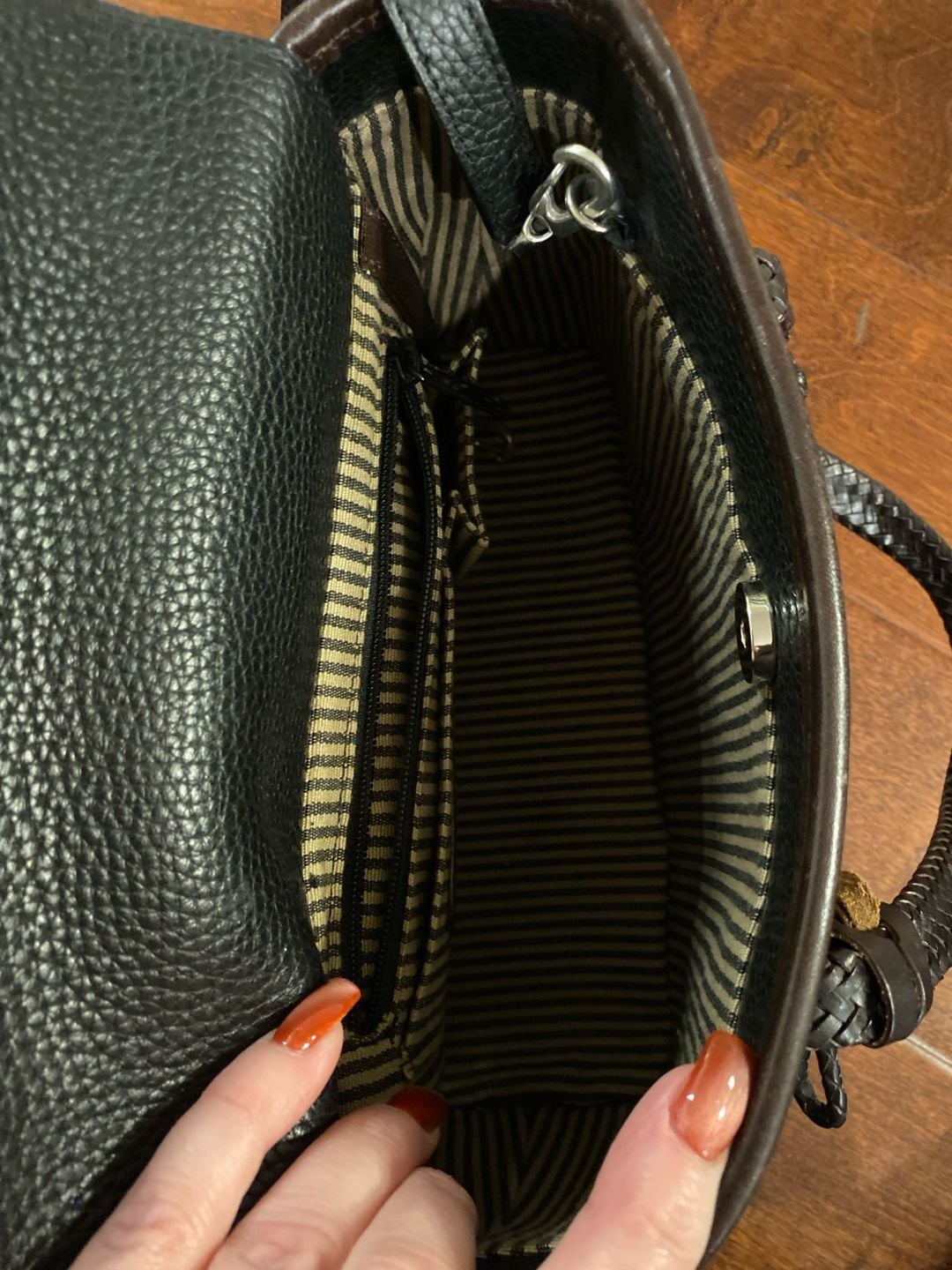Brighton Mixed Leather Croc Embossed Shoulder Bag 7
