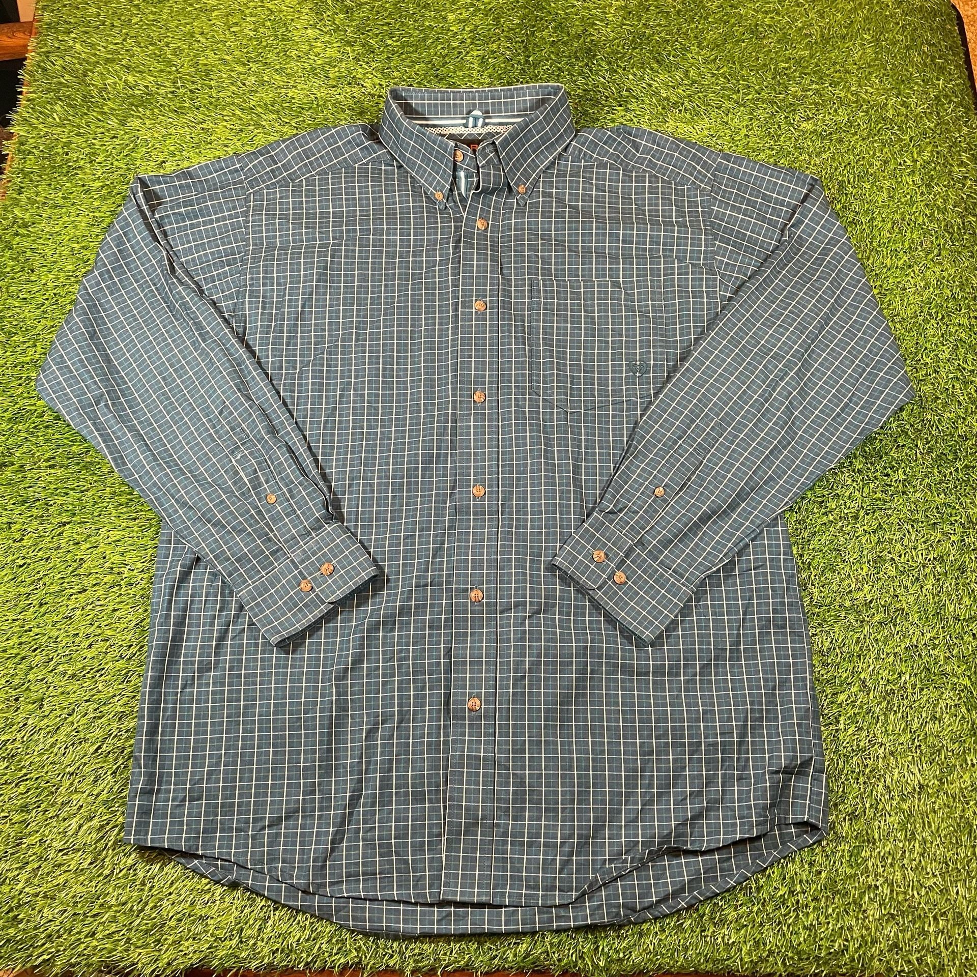 Ariat Pro Series Long Sleeve Button Down Shirt Size L Plaid 2