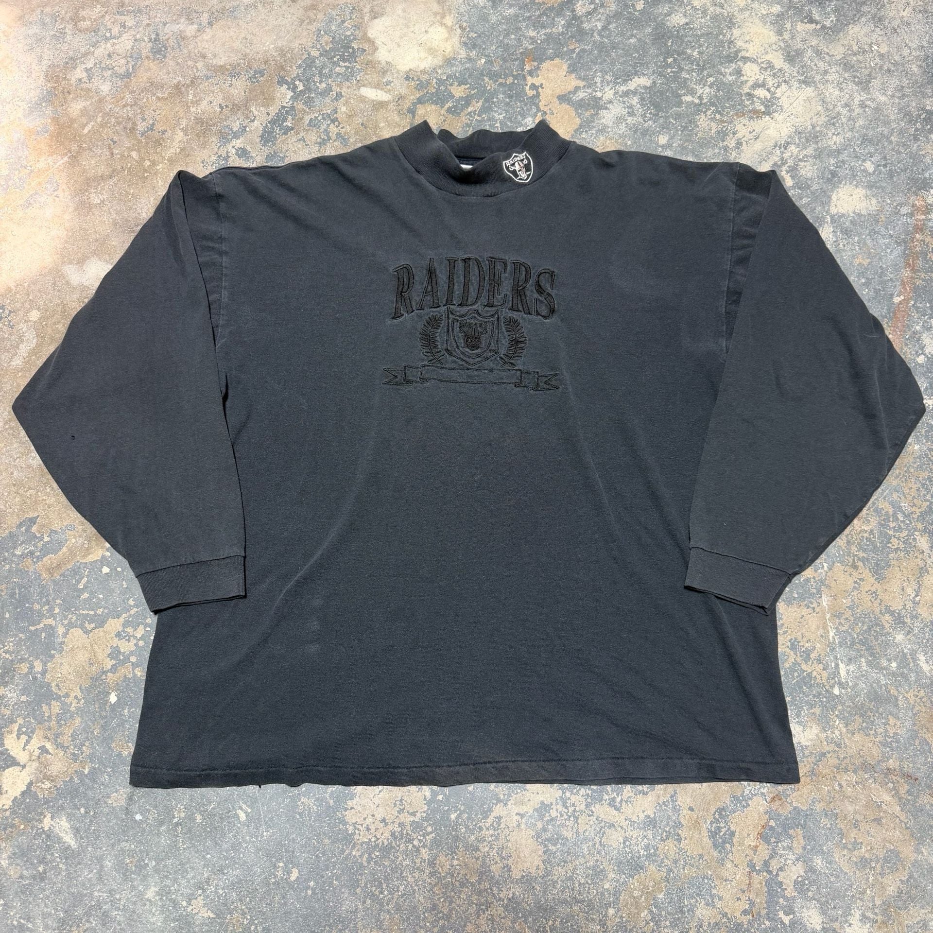 Logo 7 Vintage Oakland Raiders Mock Neck Long Sleeve Shirt Black 2