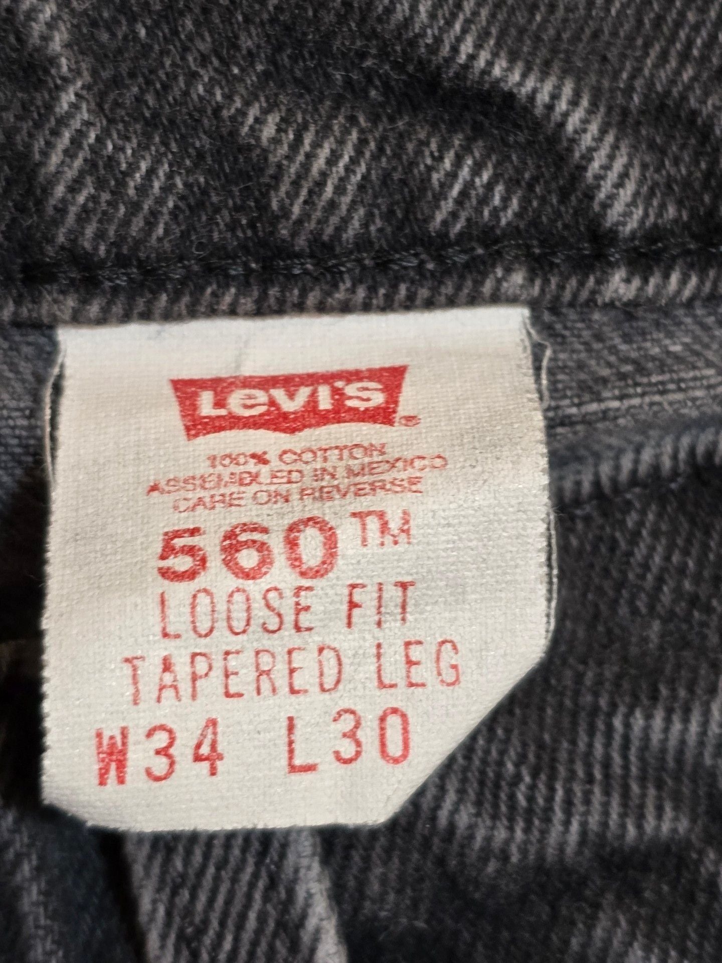 Levi's 560 Loose Fit Tapered Leg Jeans 34x30 Black Denim 4
