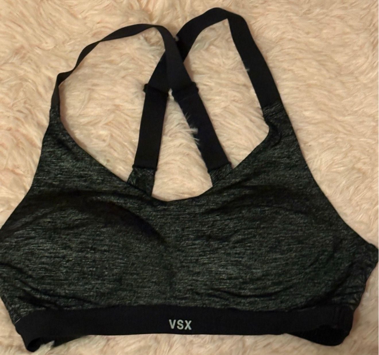 Victoria's Secret VSX Sport Bra Size 32D Black Gray Marl 3