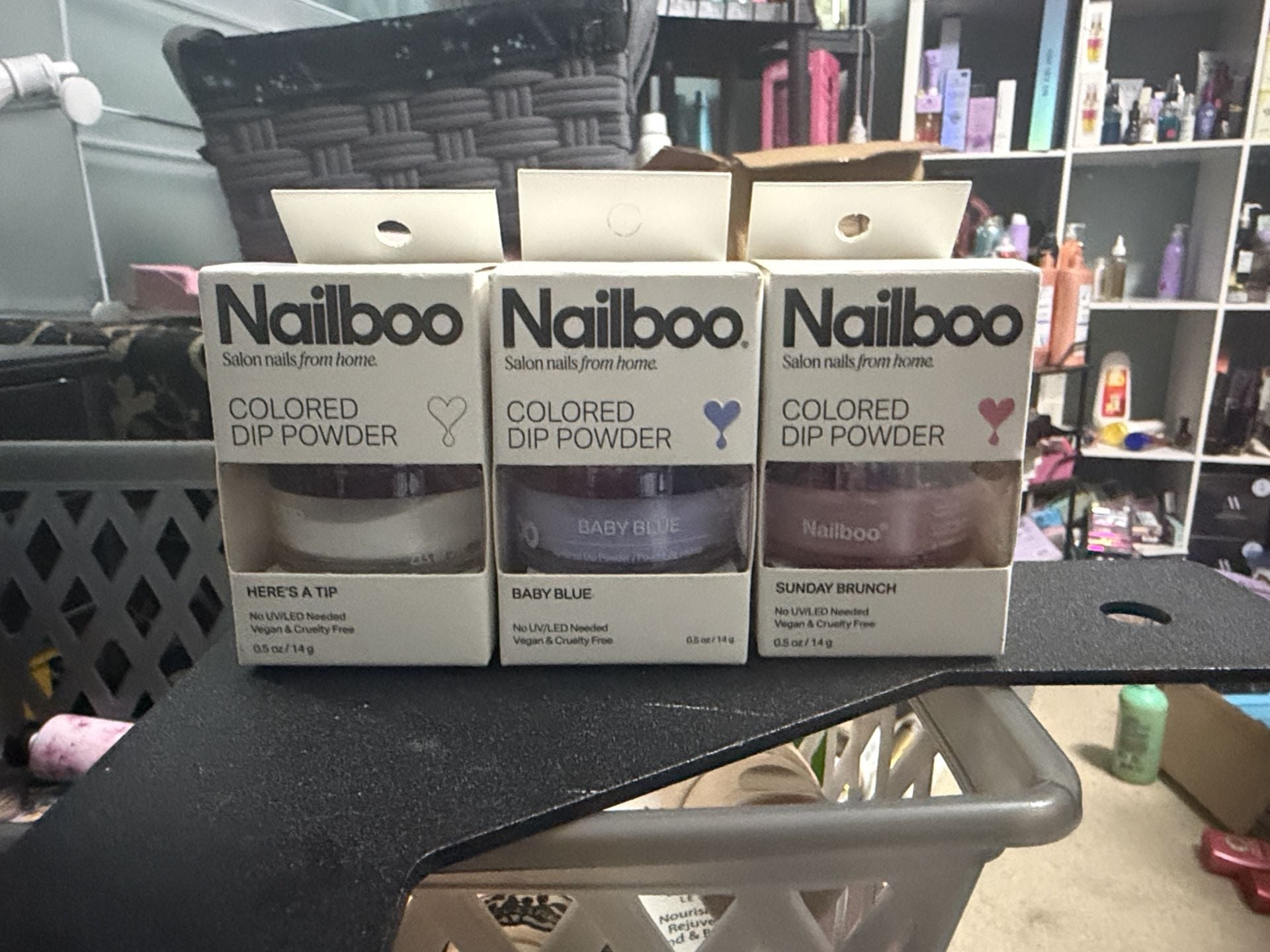 Nailboo Colored Dip Powder Set of 3 Here's A Tip Baby Blue Sunday Brunch 1