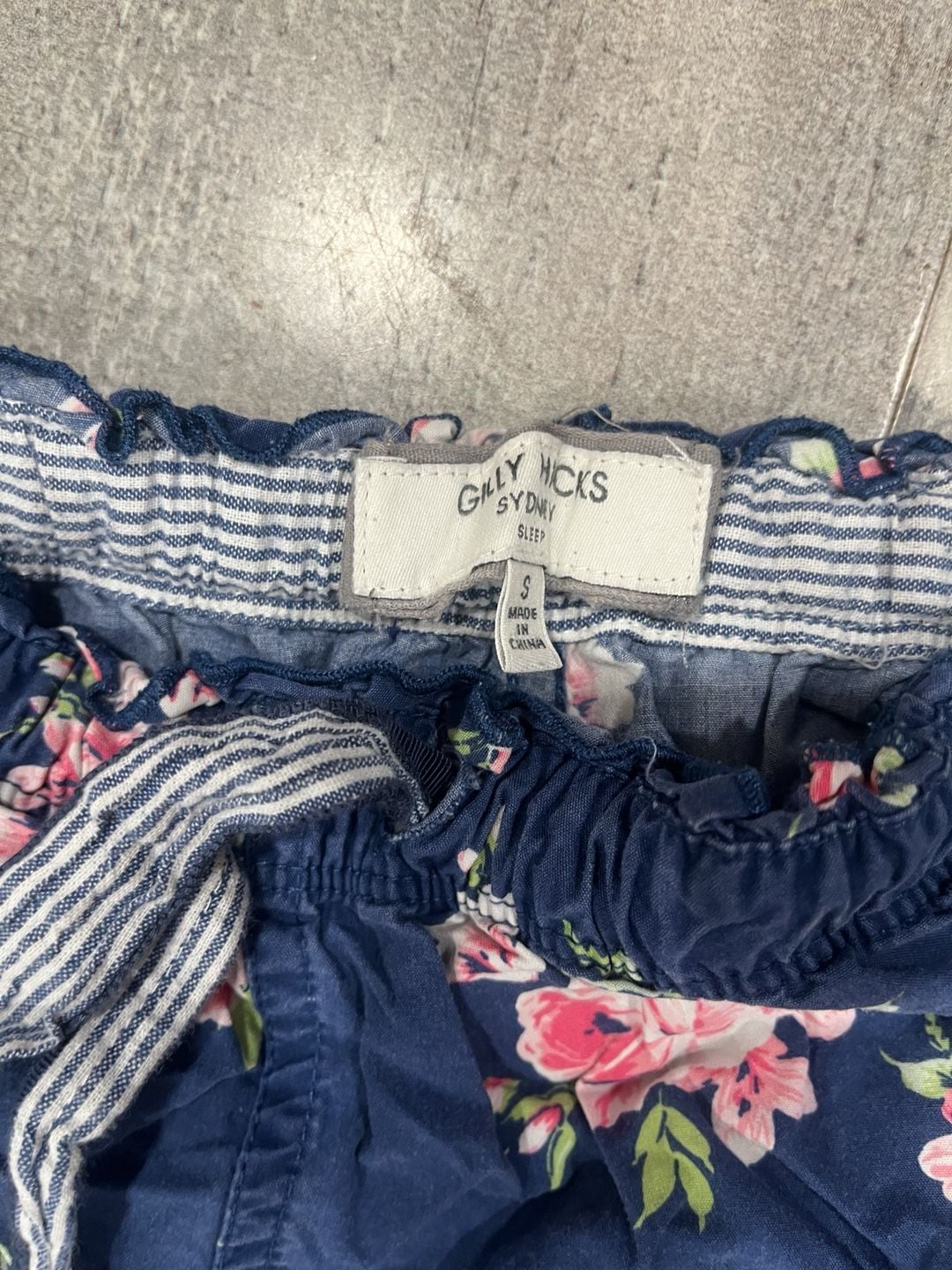 Y2K Gilly Hicks Sydney Sleep Pajama Pants Size S Blue Floral Drawstring 4