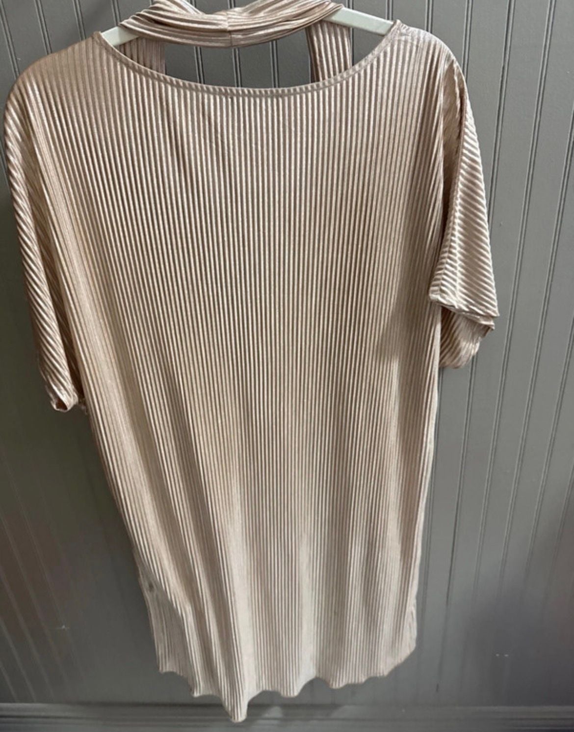 Forever 21 Pleated Dress Size S Gold Metallic Short Sleeve 5
