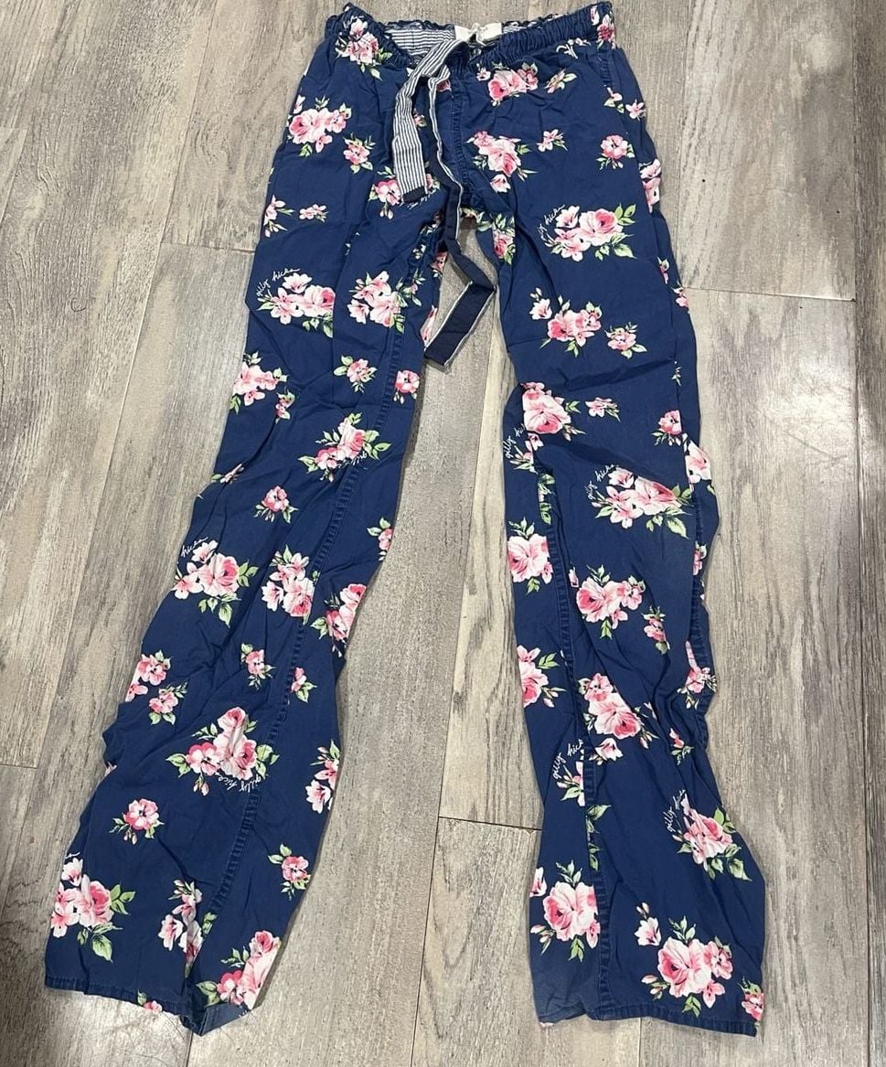 Y2K Gilly Hicks Sydney Sleep Pajama Pants Size S Blue Floral Drawstring 2