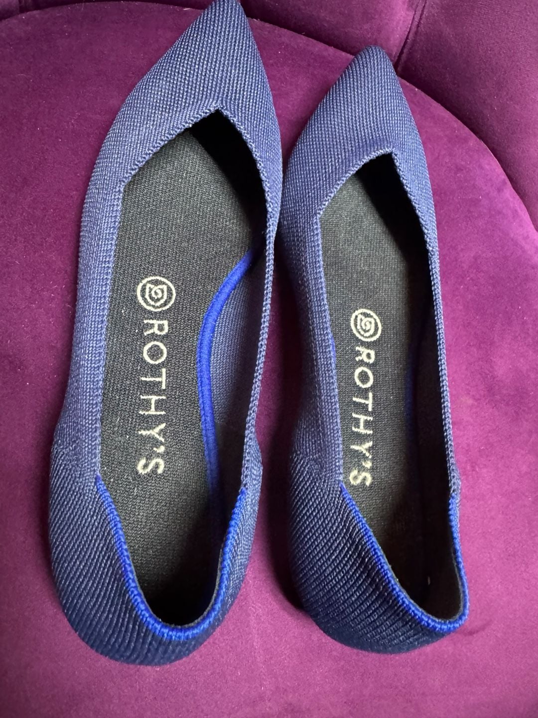 Rothy's The Point Pointed Toe Flat Size 7.5 Blue Recycled Knit 4