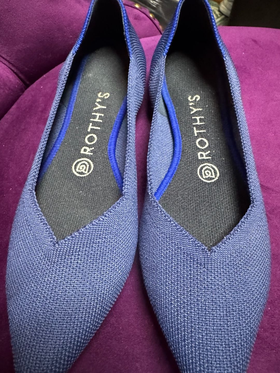 Rothy's The Point Pointed Toe Flat Size 7.5 Blue Recycled Knit 5