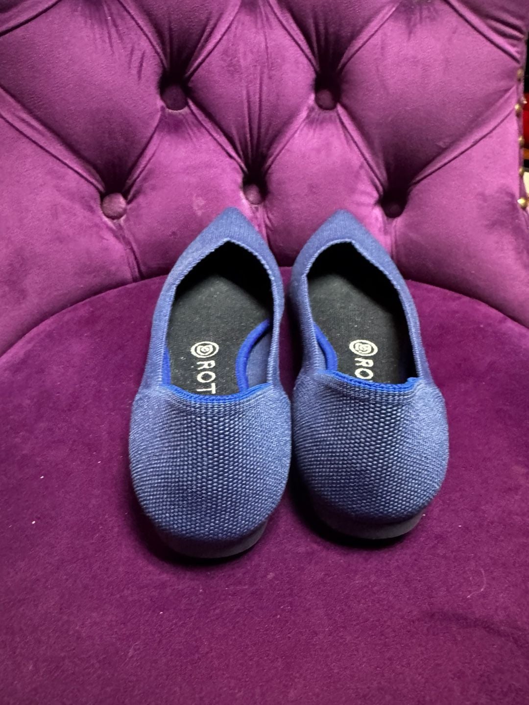Rothy's The Point Pointed Toe Flat Size 7.5 Blue Recycled Knit 6