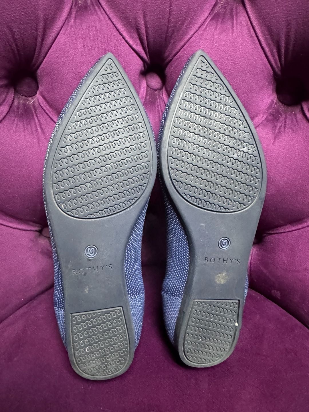 Rothy's The Point Pointed Toe Flat Size 7.5 Blue Recycled Knit 7