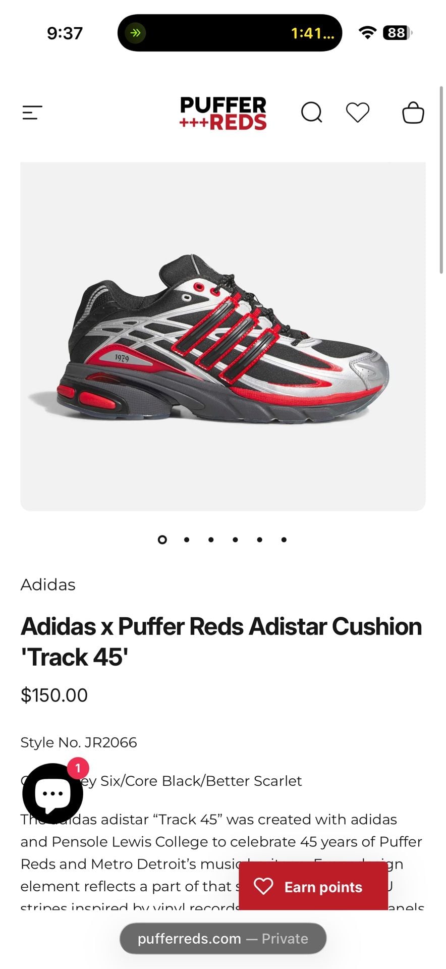 Adidas x Puffer Reds Adistar Cushion Track 45 Core Black Better Scarlet 3