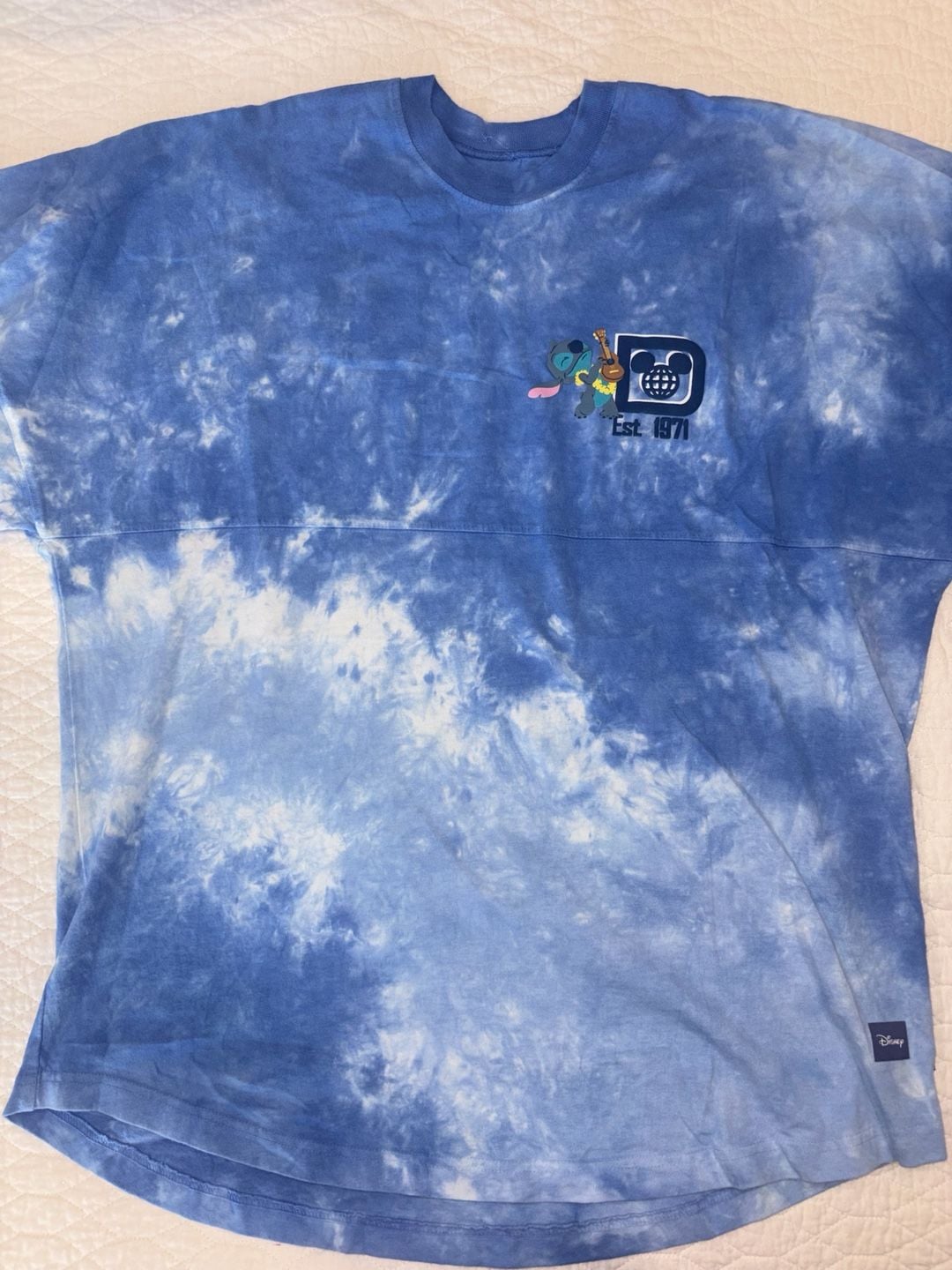 Disney Stitch Blue Tie Dye Long Sleeve Shirt Size Large L Est 1971 3