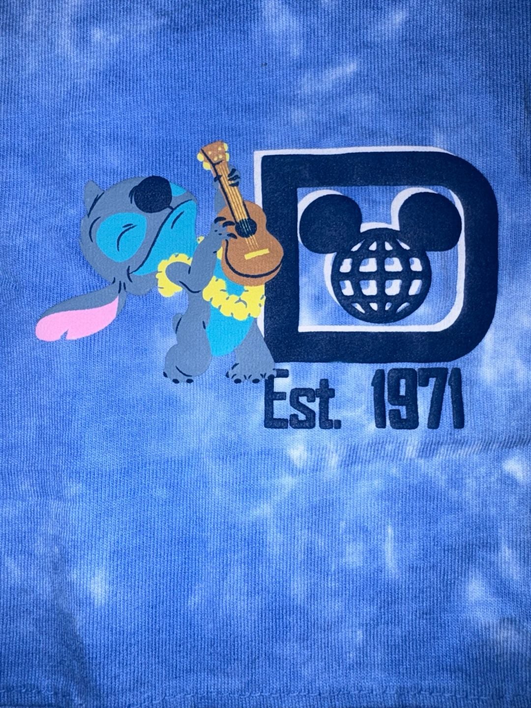 Disney Stitch Blue Tie Dye Long Sleeve Shirt Size Large L Est 1971 4