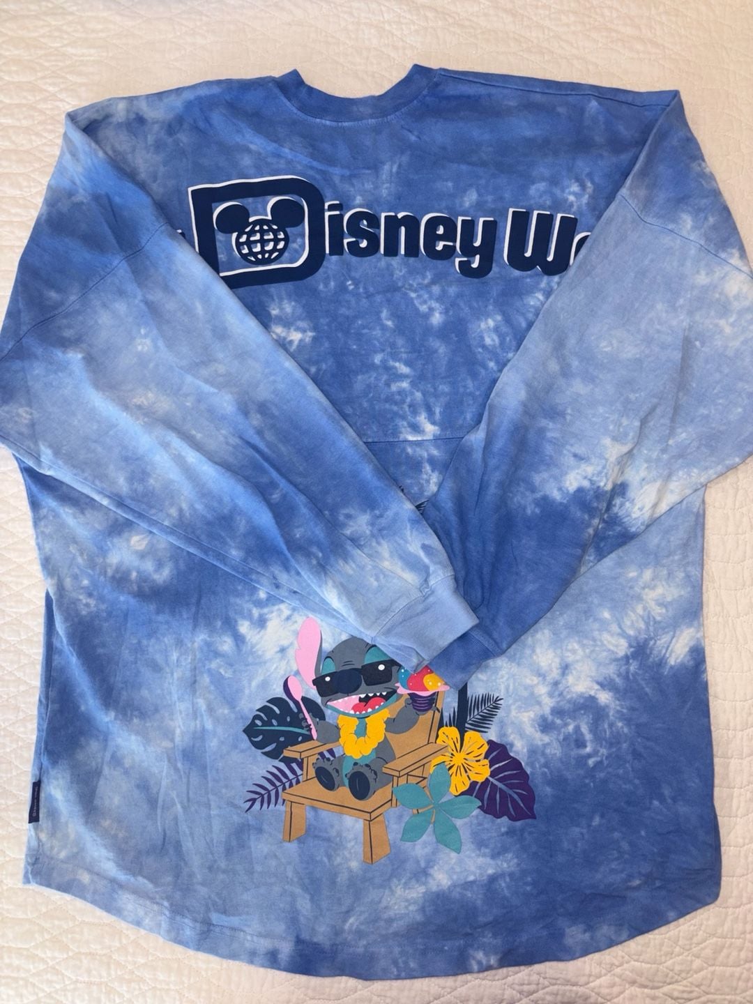 Disney Stitch Blue Tie Dye Long Sleeve Shirt Size Large L Est 1971 6