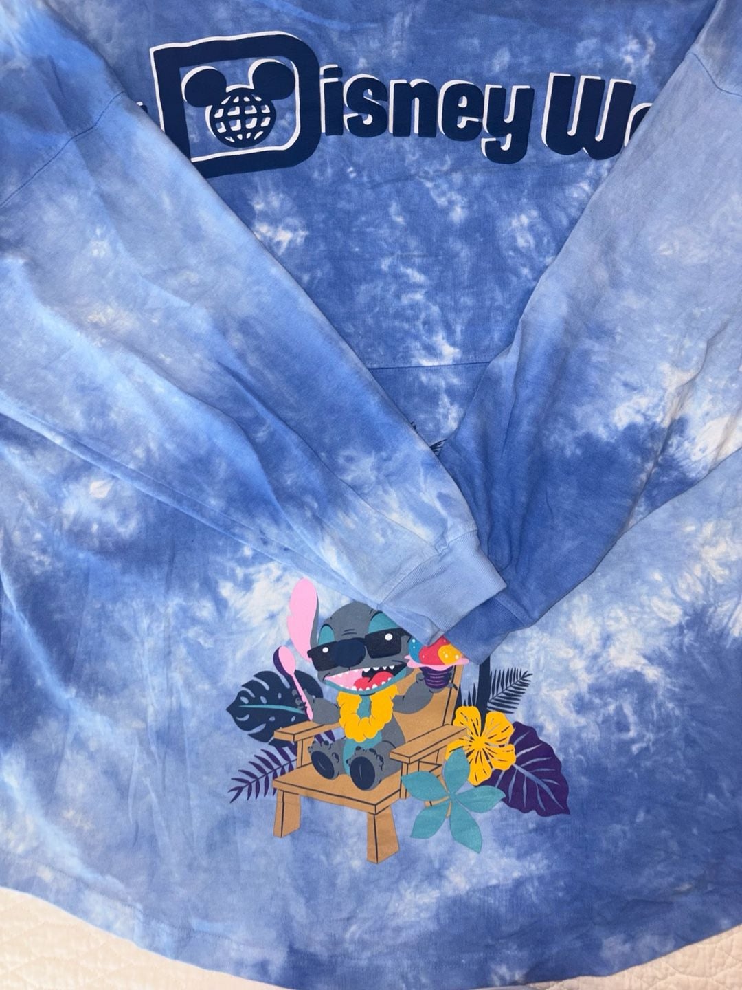 Disney Stitch Blue Tie Dye Long Sleeve Shirt Size Large L Est 1971 7