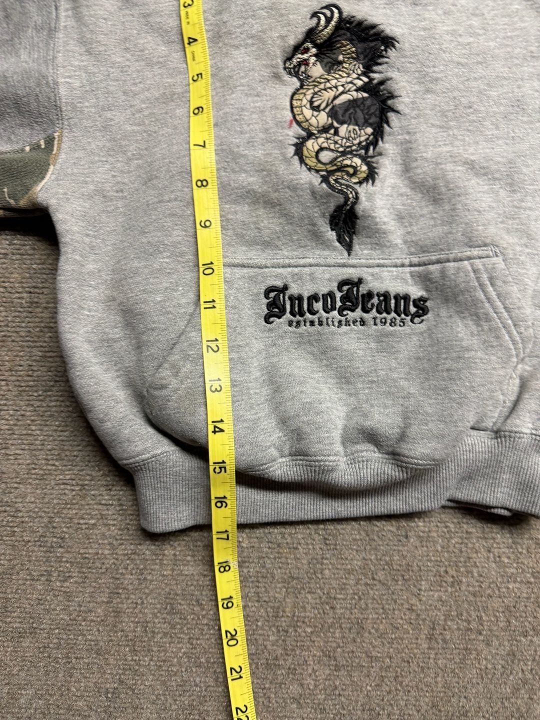 Jnco Jeans Embroidered Dragon Hoodie Grey Kids Sz 11