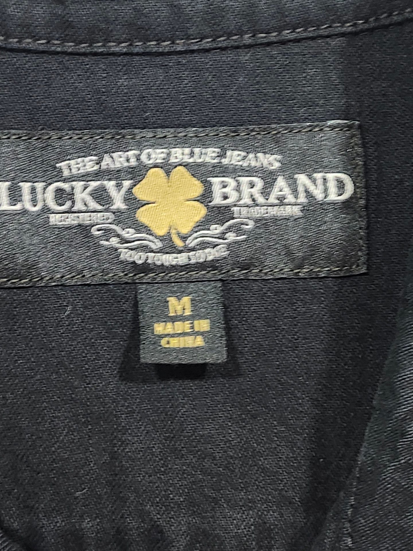 Lucky Brand Western Shirt Size M Black Sorry Not Sorry 3