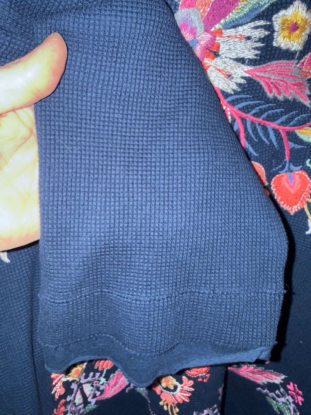 Johnny Was Ioana Embroidered Thermal Top Size 3X Navy NWT Boho 6
