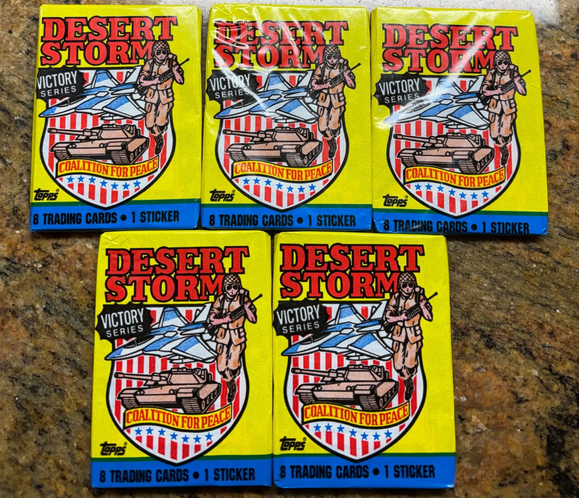 5 Packs 1991 Topps Desert Storm Victory Series Trading Cards Sealed 1