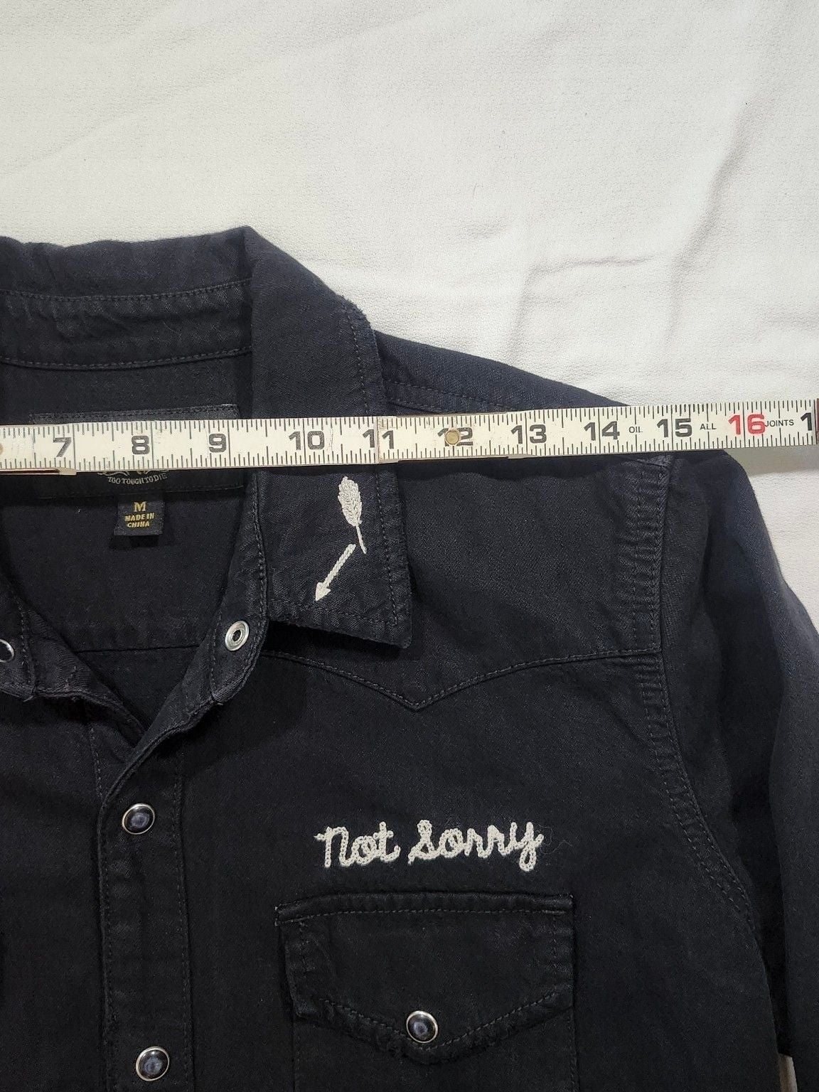 Lucky Brand Western Shirt Size M Black Sorry Not Sorry 5