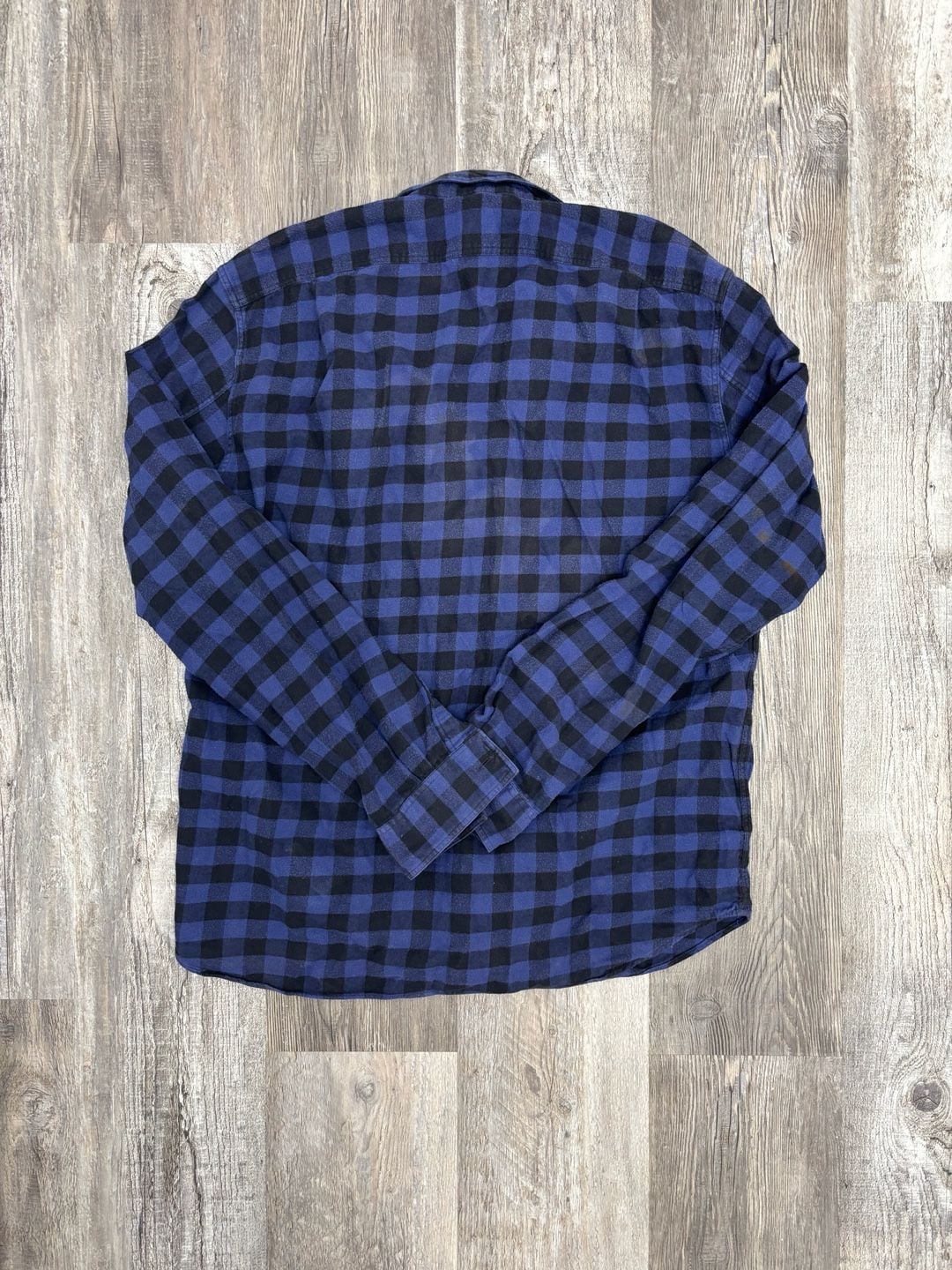 J.Crew Flannel Shirt Size L Blue Black Plaid 4