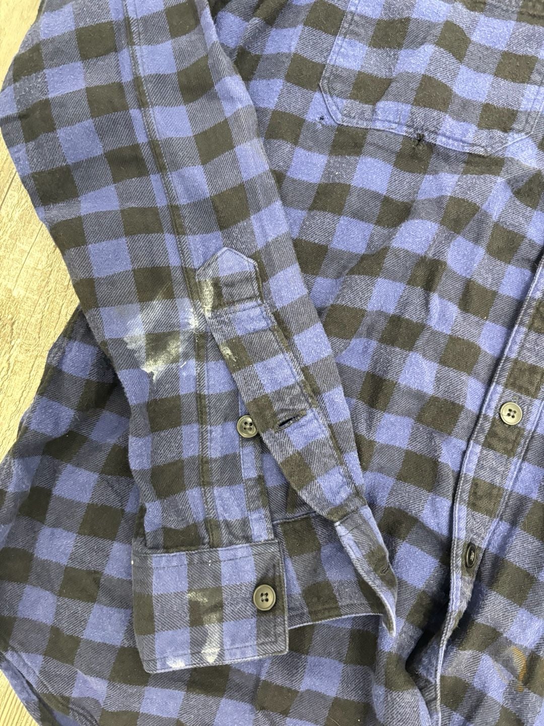 J.Crew Flannel Shirt Size L Blue Black Plaid 6