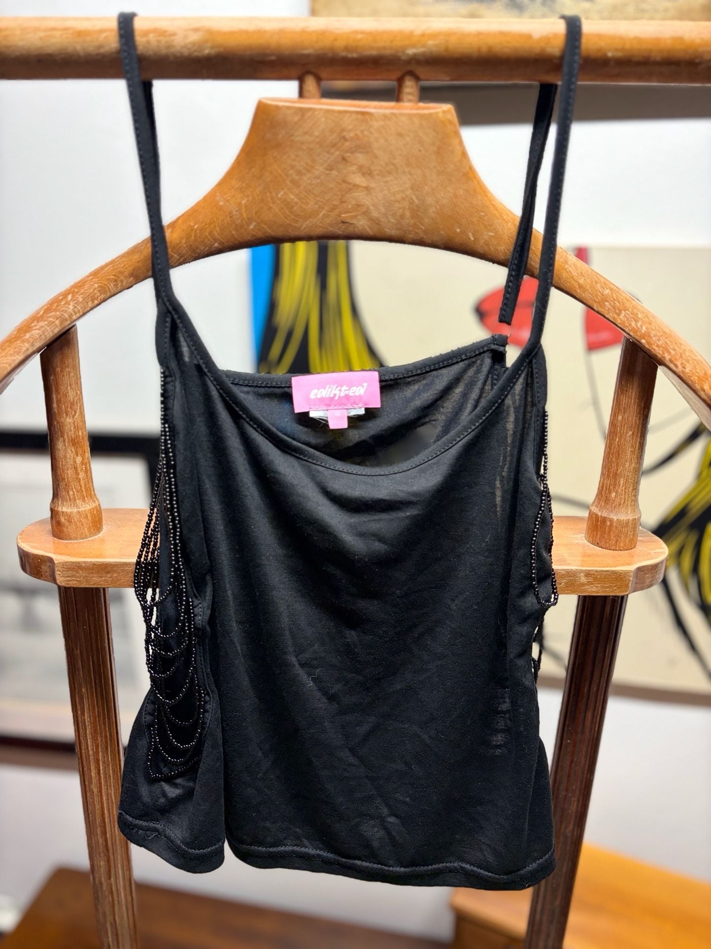 EDIKTED Donia Cutout Beaded String Tank Top - BLACK - M 3