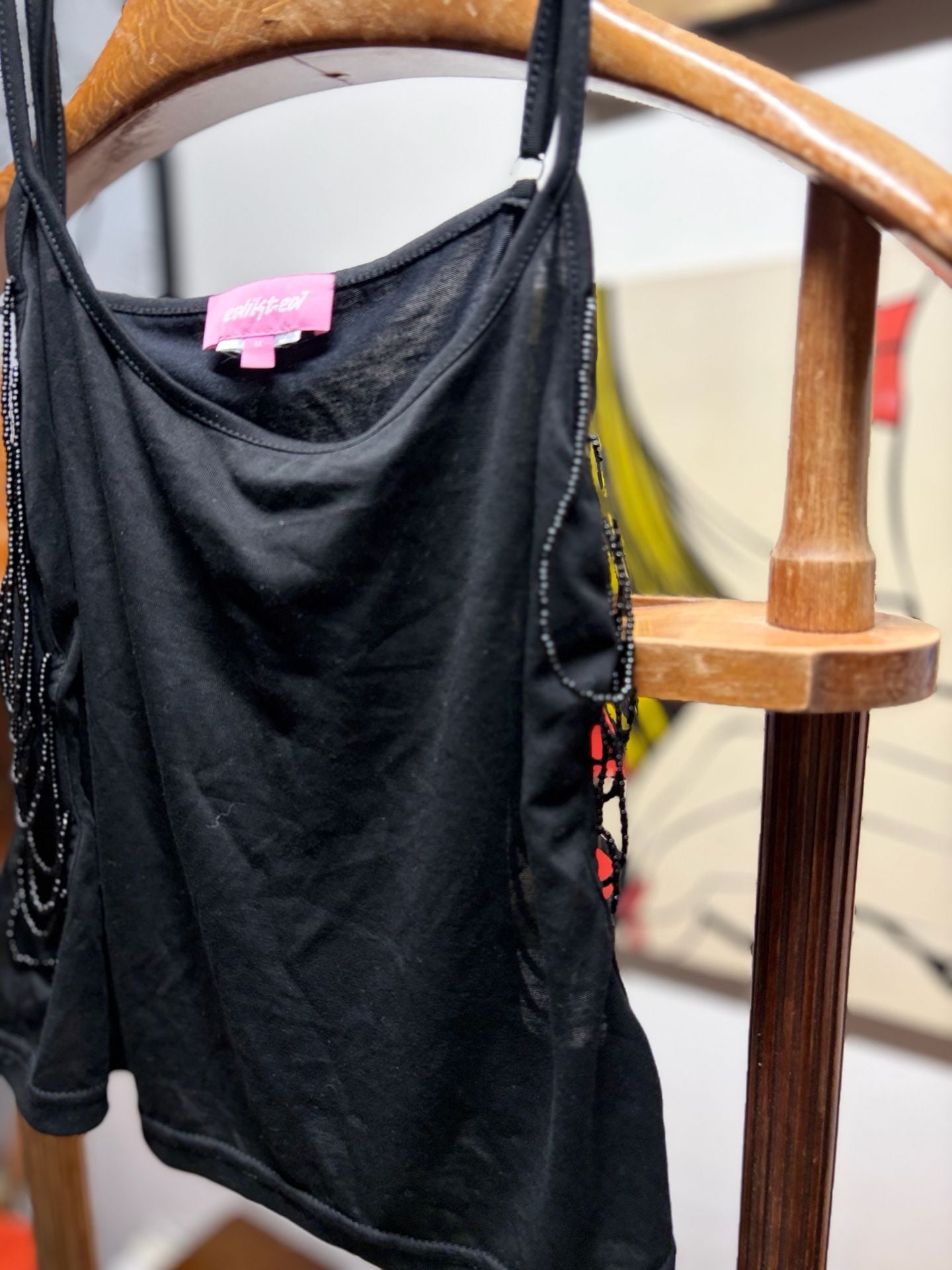 EDIKTED Donia Cutout Beaded String Tank Top - BLACK - M 4