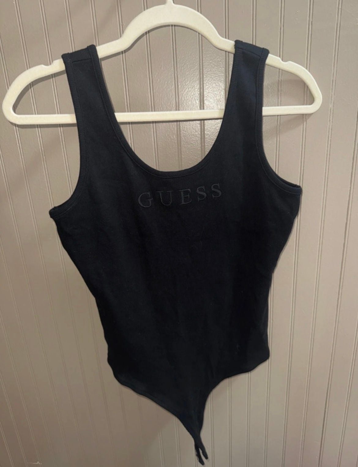 Guess Bodysuit Size M Black Tank Top Embroidered Logo 2