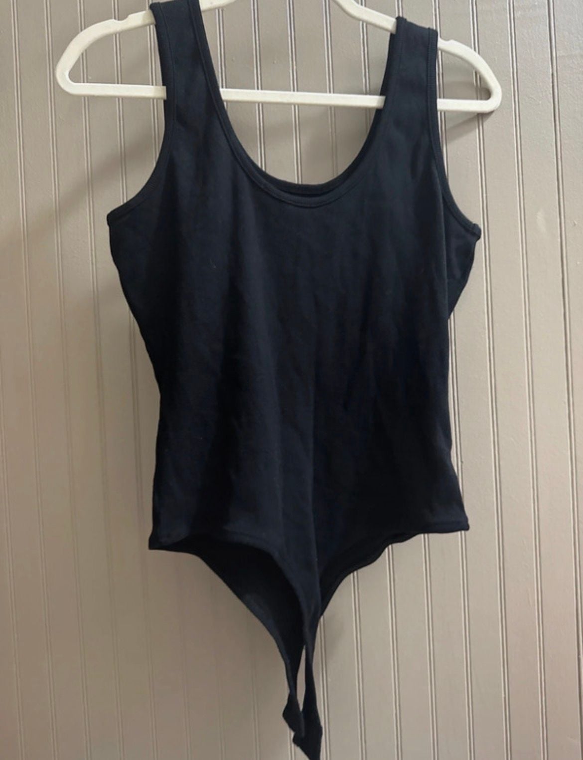 Guess Bodysuit Size M Black Tank Top Embroidered Logo 5
